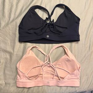 Athleta lot of 2 sports bras size medium navy and pink